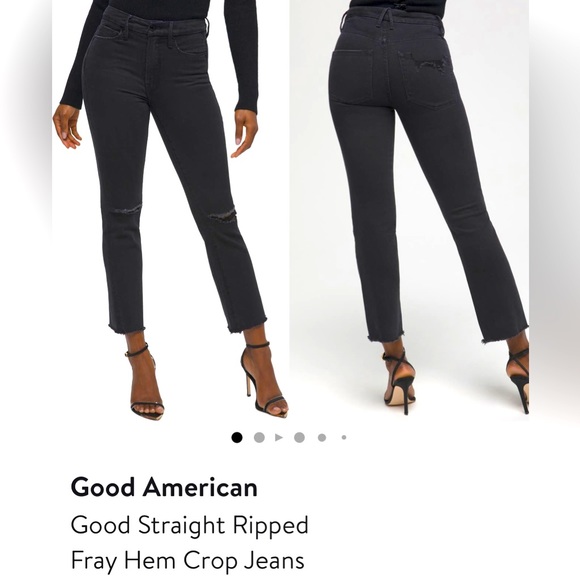 Good American Jeans Good American Good Straight Ripped Fray Hem